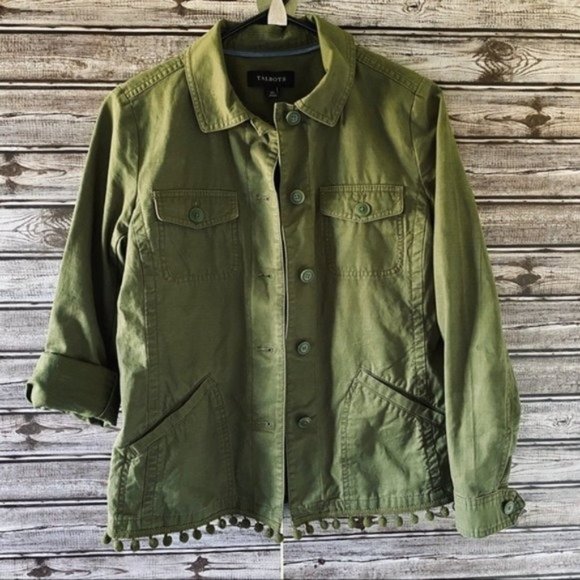 Talbots Pom Pom Trim Button-Down Jacket‎ Size XS - Picture 1 of 9